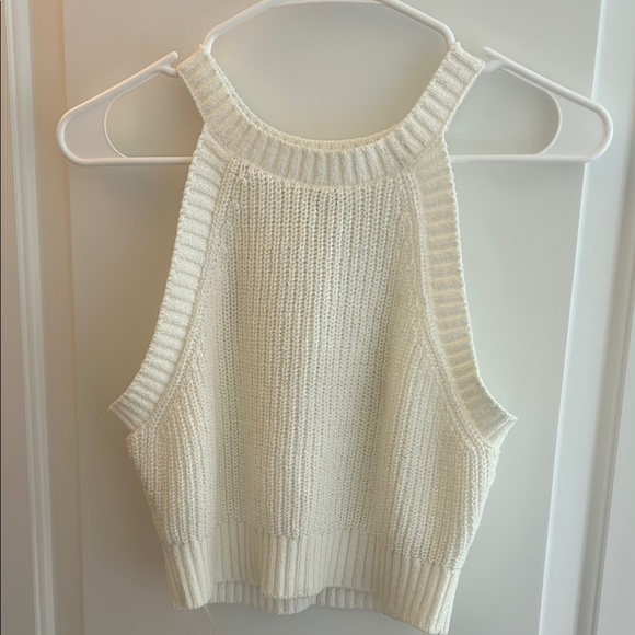 White Ribbed Crop Tank Top - Picture 3 of 3